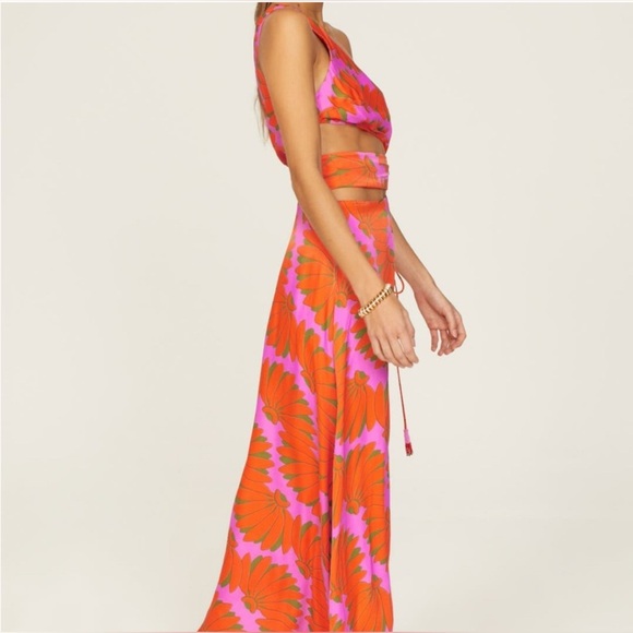 Farm Rio Copacabana Orange & Pink Floral Cut-out Dress 🧡💗 XS - Picture 4 of 5